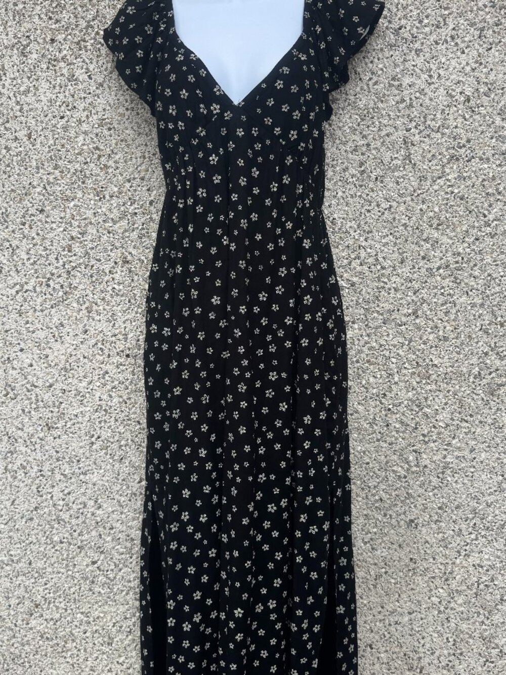 Roxy Black Floral Print V-Neck Midi Maxi Dress - NWT Size S